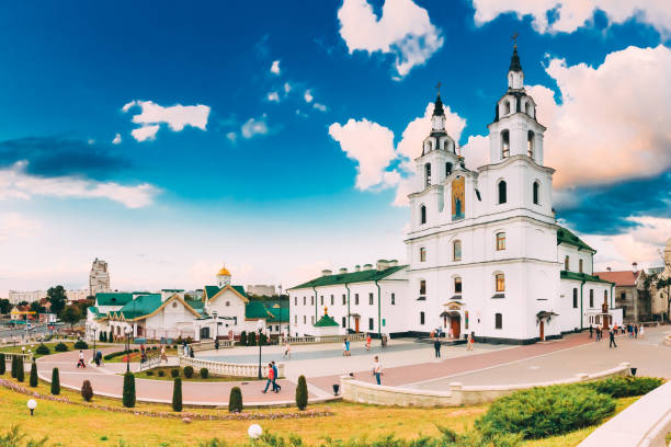 Minsk, Belarus. Cathedral Of Holy Spirit. Famous Landmark Minsk, Belarus. The Cathedral Of Holy Spirit In Minsk - The Main Orthodox Church Of Belarus And Symbol Of Capital. Famous Landmark minsk stock pictures, royalty-free photos & images