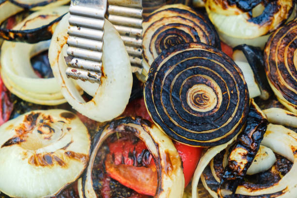 istock Grilled vegetables on a grill pan, top view 945596974