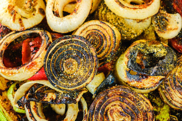 istock Grilled vegetables on a grill pan, top view close up 945596998