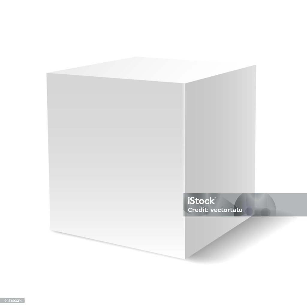 Cubo 3D branco - Vetor de Cubo royalty-free