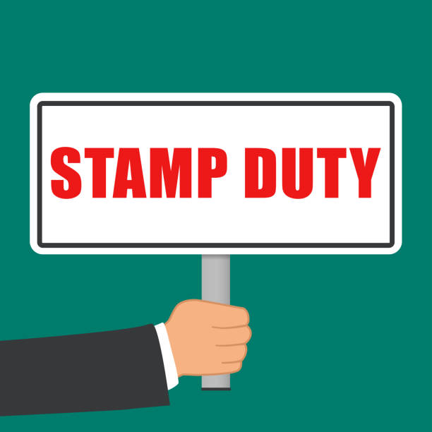 stamp duty sign flat concept Illustration of stamp duty sign flat concept tax borders stock illustrations