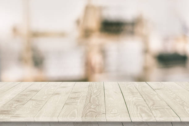 istock Rustic wooden table vintage style in perspective 945608056
