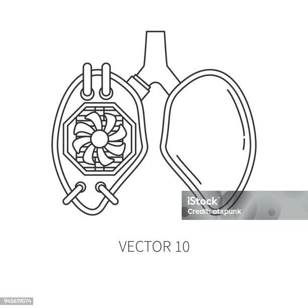 Bionic Lungs And Trachea Prosthesis Line Icon Bionic Prosthesis Biotechnology Futuristic Medicine Future Technology Medical Artificial Mechanical Robot Implant Sign And Symbol Transplantation Stock Illustration - Download Image Now