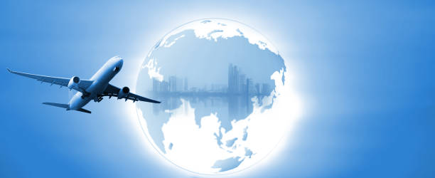 istock airplane flying around the world 945620494
