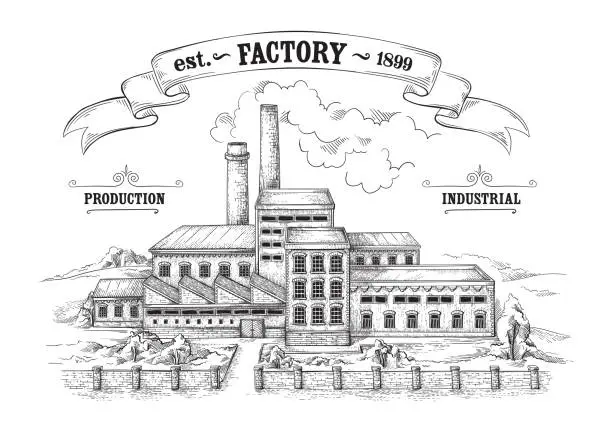 Vector illustration of industrial distillery factory
