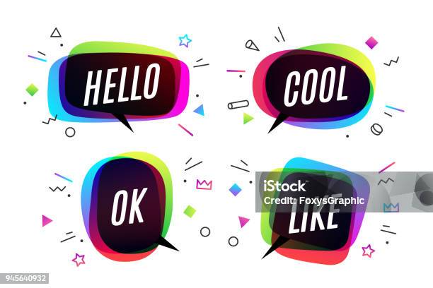 Set Banner Speech Bubble Poster Stock Illustration - Download Image Now - Speech Bubble, Bubble, Talking