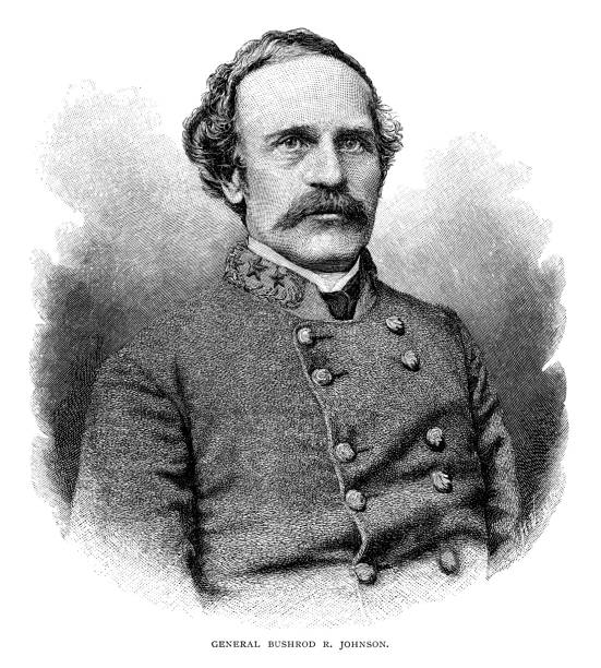 ilustraciones, imágenes clip art, dibujos animados e iconos de stock de general bushrod johnson del moho - civil war general engraving men