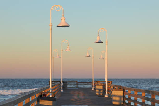 Lights on the pier overlooking the Atlantic ocean (Daytona Beach, Florida).
