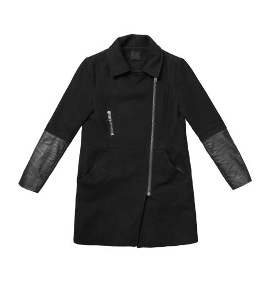 istock womens black wool coat isolated on white background 945652660