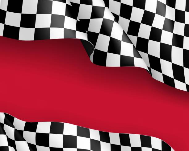 kanwa flagą wyścigową realistyczne czerwone tło - checkered flag auto racing flag sports race stock illustrations
