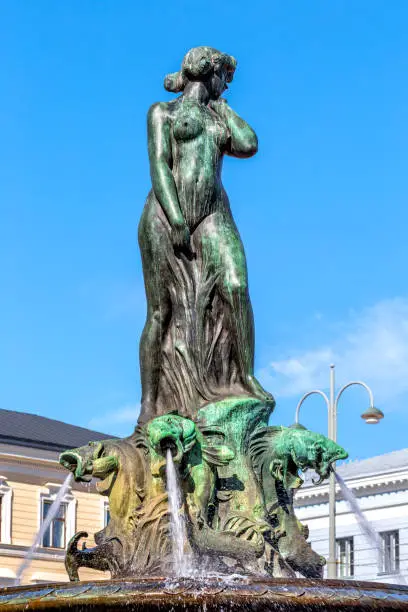 Havis Amanda fountain at the Trade square, Helsinki, Finland. Architect Ville Vallgren, 1906. The monument symbolize the birth of Helsinki.