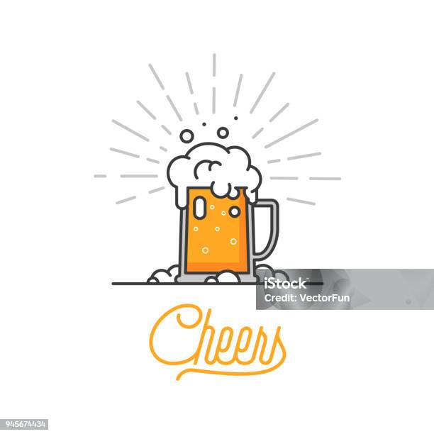 Cheers Mate Glass Of Beer Isolated Vector Illustration Minimal Design Lager Beer Icon On White Background Drink Beer With Your Friends Good For Pub Menu Illustration Cold Beverage On A Hot Day Stock Illustration - Download Image Now