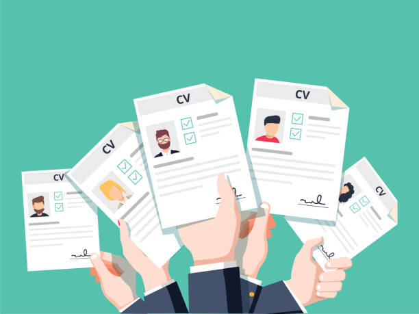 ręce trzymające cv wznawiają dokumenty. ubieganie się o pracę - resume hire job applying stock illustrations