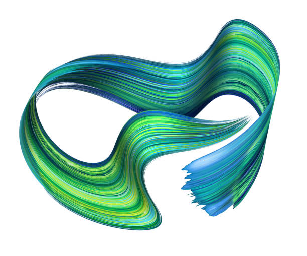 istock 3d render, abstract artistic splashing shape, brush stroke, paint splash, green blue purple splatter, loops, modern dynamic lines, clip art isolated on white background 945678262