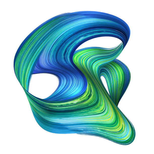 istock 3d render, abstract artistic splashing shape, brush stroke, paint splash, green blue purple splatter, loops, modern dynamic lines, clip art isolated on white background 945678322