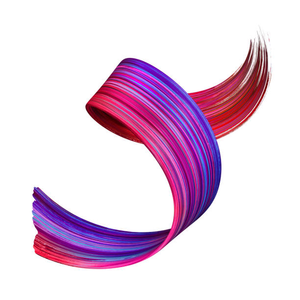 3d render, abstract red violet paint smear, artistic brush stroke, gouache splashing, spiral splatter, spectrum palette, vivid ribbon, smooth shape