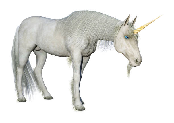 3D rendering of a fairy tale white unicorn isolated on white background