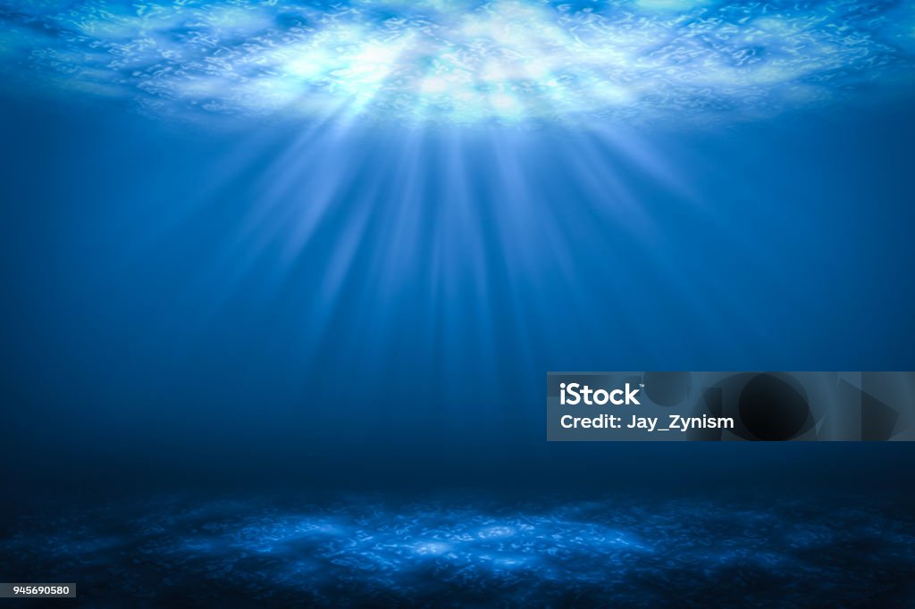 Sunbeam Abstract underwater backgrounds in the sea. Undersea Stock Photo