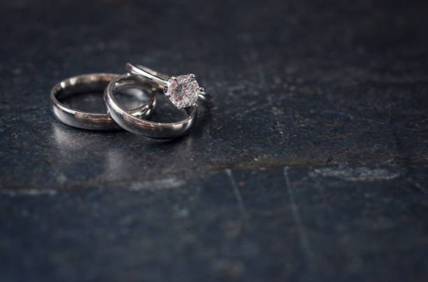 istock Set of Silver Wedding Rings with Room for Text 945722458