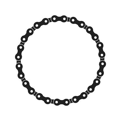 Round Vector Frame Made of Bike or Bicycle Chain. Monochrome Black Bike Chain. Blank Bike Chain Circle Frame.