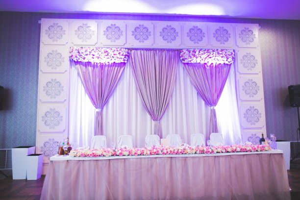 istock Interior of a restaurant prepared for wedding ceremony 945729848