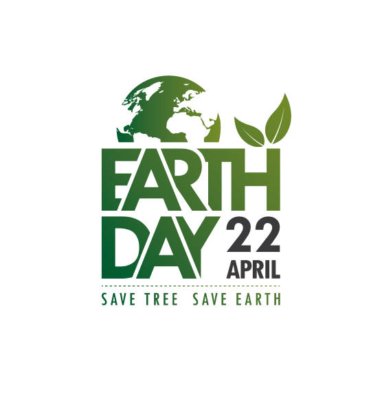 ilustraciones, imágenes clip art, dibujos animados e iconos de stock de día de la tierra 22 de abril texto vector ilustración - earth day