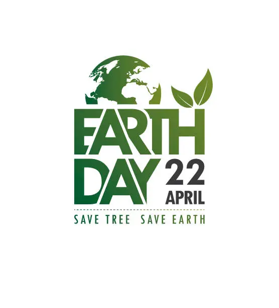 Vector illustration of Earth Day, 22 April Text Vector Illustration