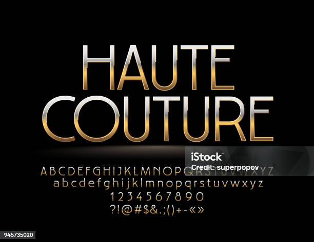 Elegant Golden Reflective Sign Haute Couture Stock Illustration - Download Image Now - Gold - Metal, Gold Colored, Typescript