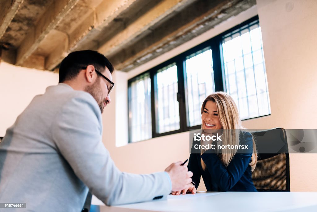 Business partners having a meeting and discussing their business plans. Interview - Event Stock Photo