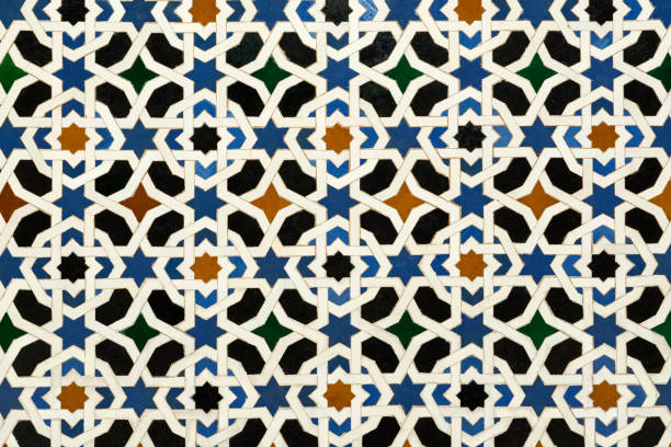 detail aus einem mosaikmuster von vintage kacheln. - islam art mosaic pattern stock-fotos und bilder
