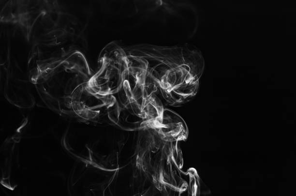 istock abstract fragment movement of white smoke on black background. 945779270
