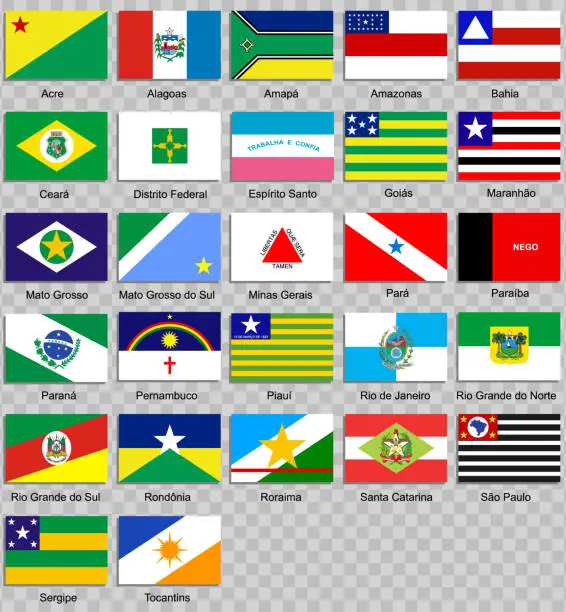 Vector illustration of Flags of the states of Brazil