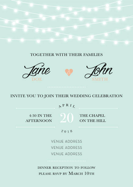 ilustrações de stock, clip art, desenhos animados e ícones de wedding invitation - twinkle lights