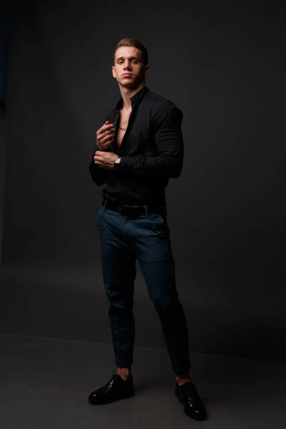 Attractive White Man In Black Shirt And 