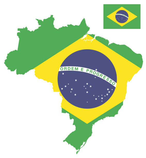 브라질의 국기 지도 - santos stock illustrations