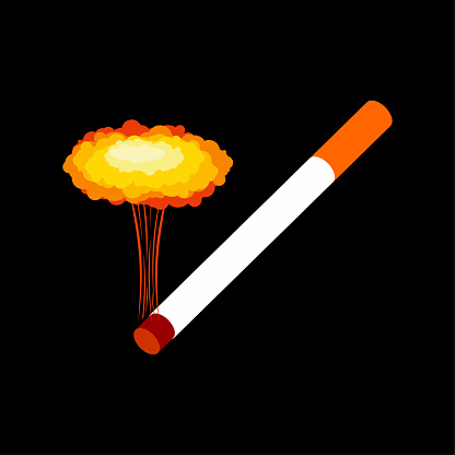 Cigarette and explosion isolated. Smoking illustration vector