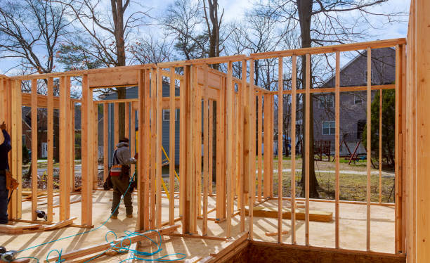 istock Interior framing of a new house under construction 945819804