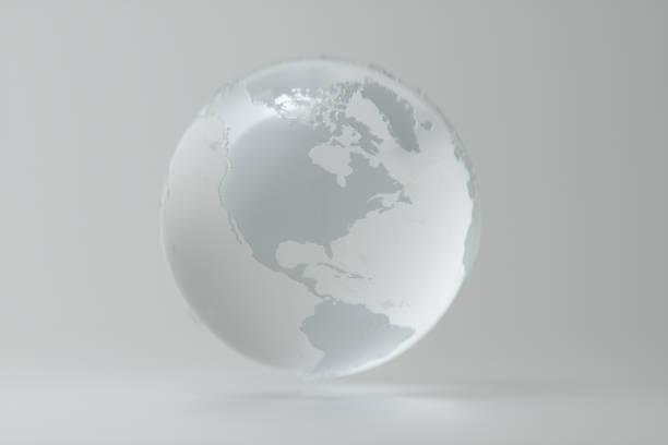 glass globe isolated on white background stock photo