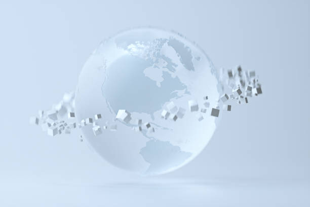 glaskugel, die isoliert auf weißem hintergrund - map globe usa global business stock-fotos und bilder