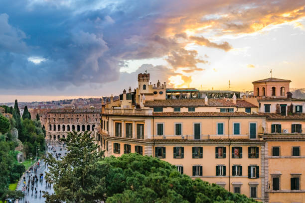 istock Night Scene Rome Cityscape Aerial View 945849252