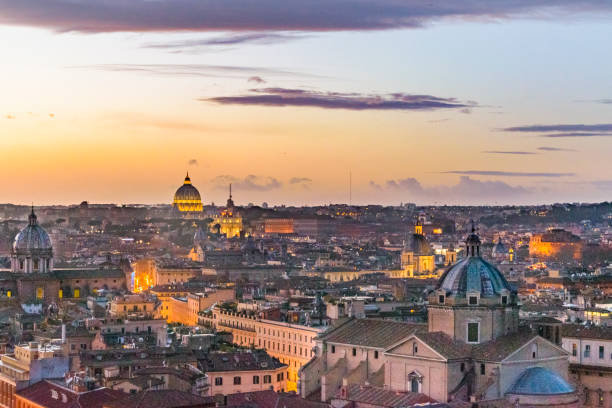 istock Sunset Scene Rome Cityscape Aerial View 945850010