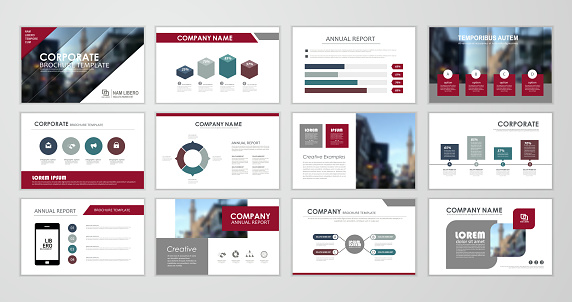 Red abstract presentation slide templates. Infographic elements template  set for web, print, annual report brochure, business flyer leaflet marketing and advertising template. Vector Illustration