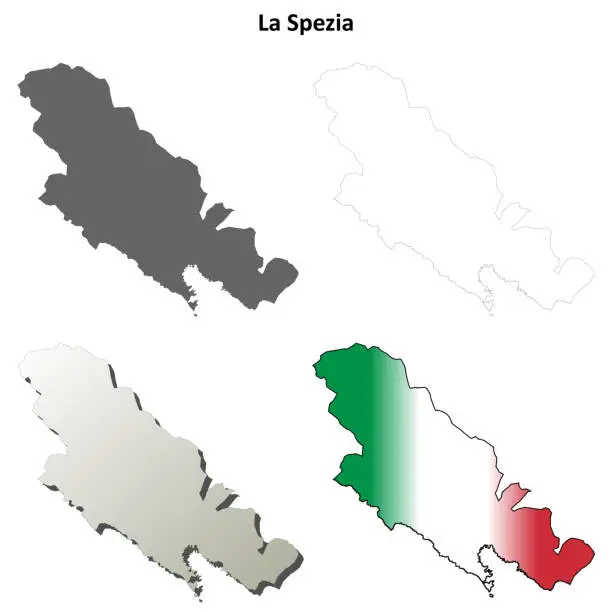 Vector illustration of La Spezia blank detailed outline map set