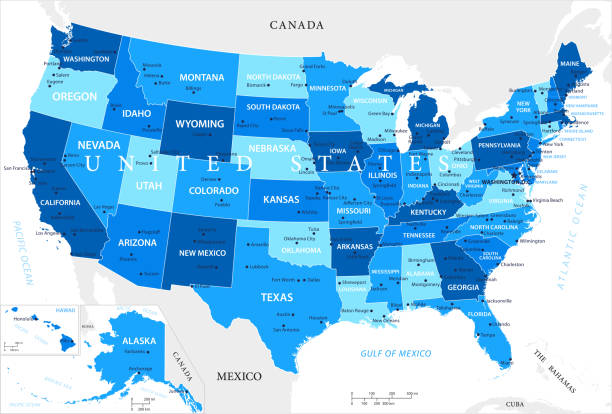 アメリカ合衆国 - ベクトルの地図 - map eastern usa new york city boston点のイラスト素材／クリップアート素材／マンガ素材／アイコン素材