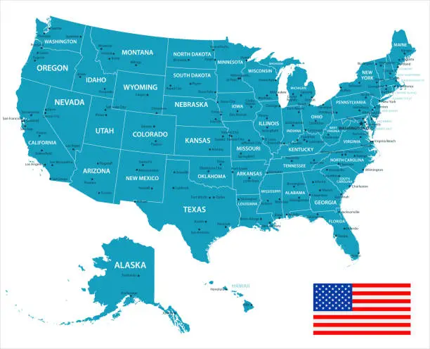 Vector illustration of Map of United States - Vector
