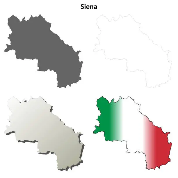 Vector illustration of Siena blank detailed outline map set