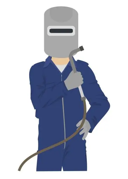 Vector illustration of welder man simple illustration