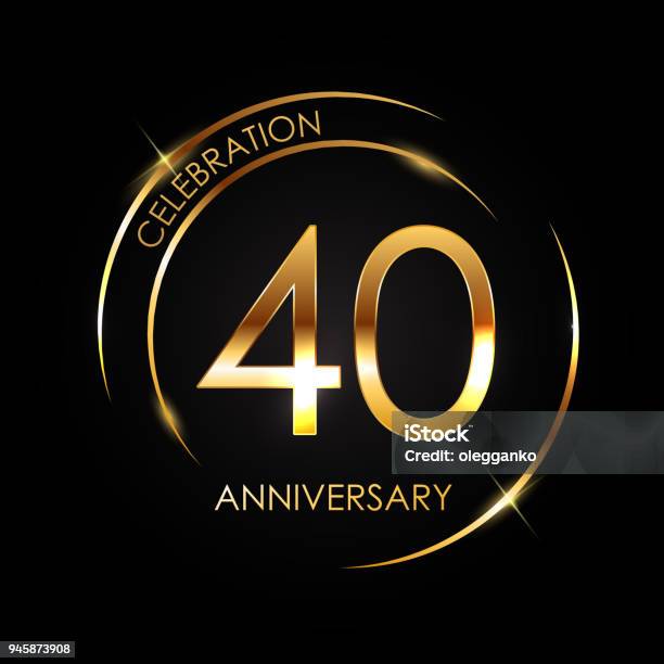 Template 40 Years Anniversary Vector Illustration Stock Illustration - Download Image Now - Logo, Anniversary, Number 40