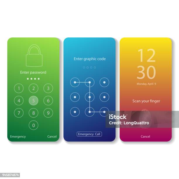 Telemon Lock Screen Mobile Screen Locks Stock Illustration - Download Image Now - Computer ...