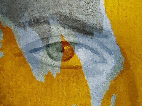 Textured torn Paper and Painted Eye